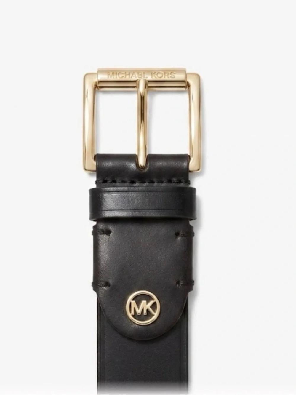 NWOT Michael Kors Black Leather Belt with Gold-Tone Buckle